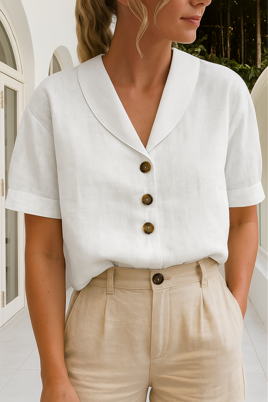 Women’s Blouse | Short Sleeve Button-Up