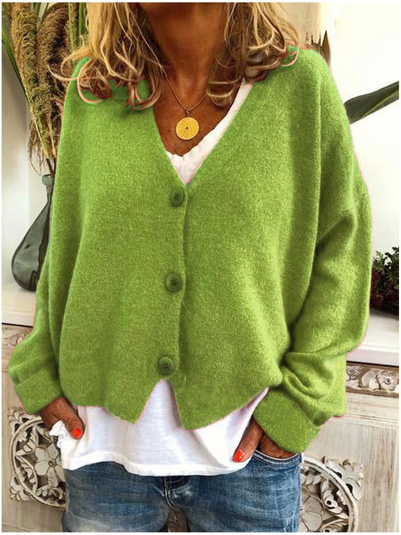 Women's Cardigan | V-Neck Long Sleeve Button