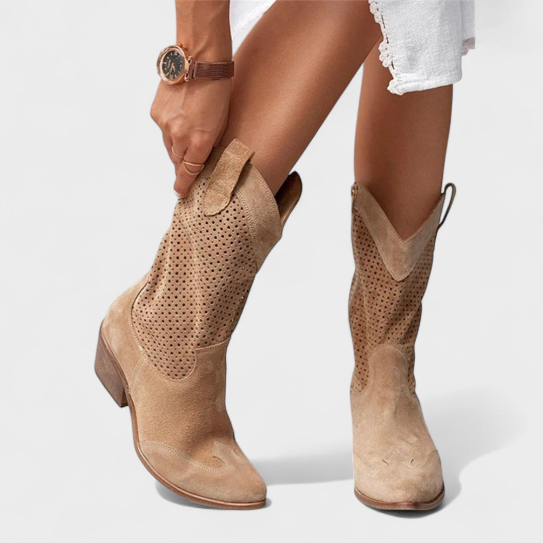 Boots for Women | Mid-Calf Perforated Detail
