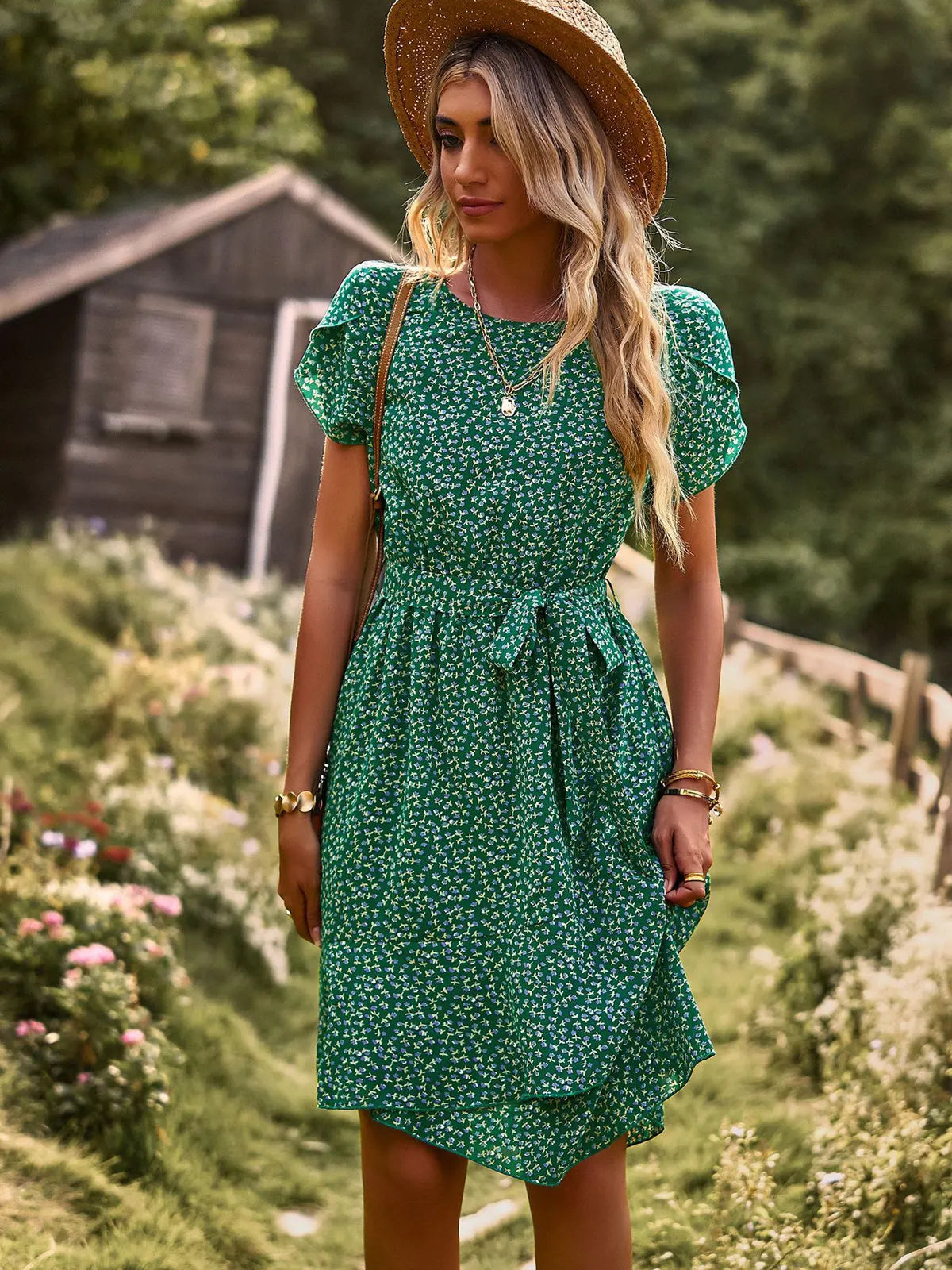 Women’s Summer Dress | Floral Tie Waist Midi