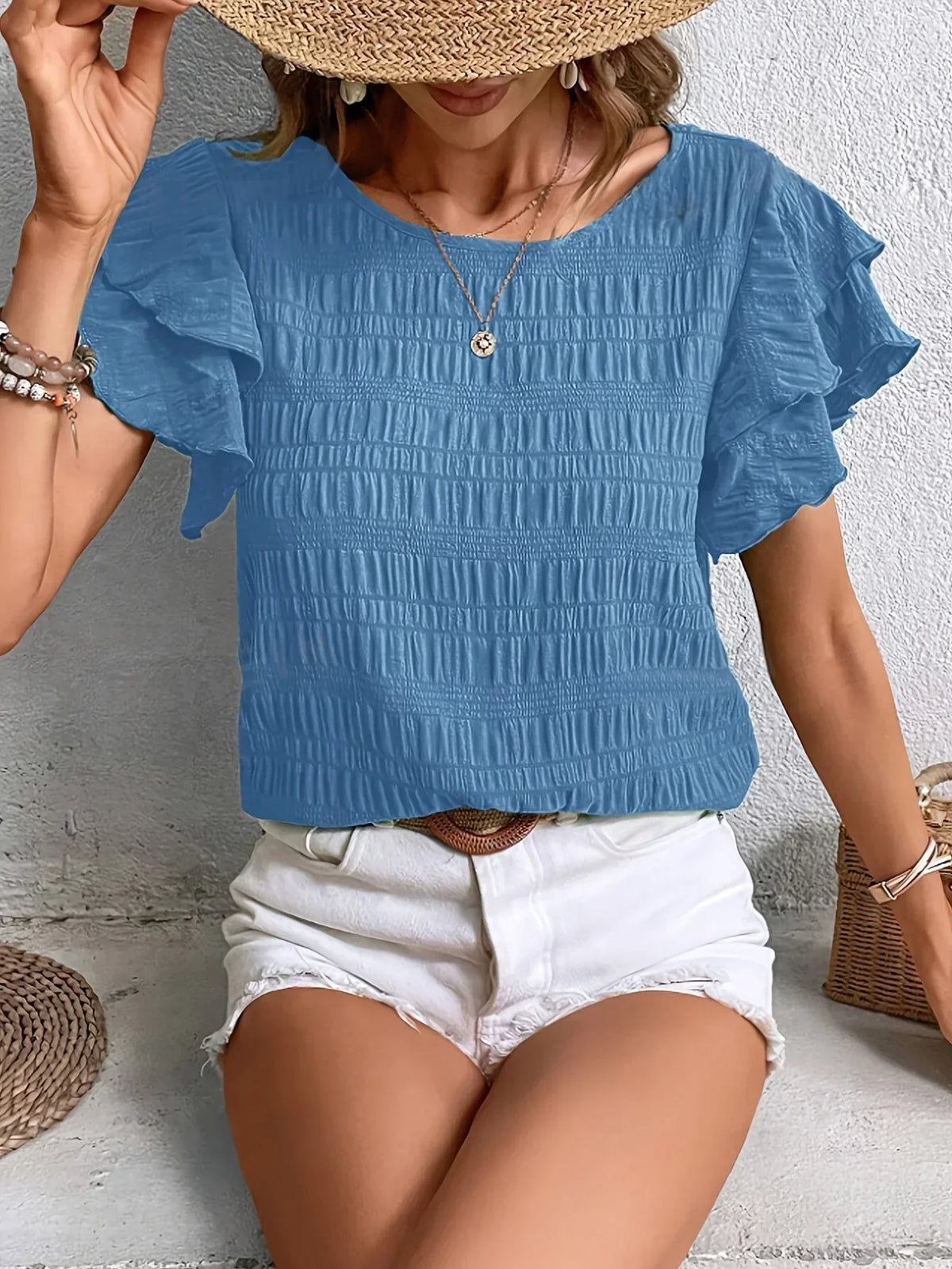Women’s Blouse | Ruffle Sleeve Textured
