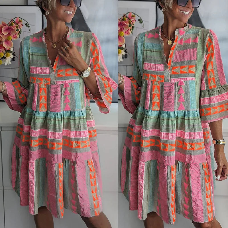 Women's Spring Dress | Printed Tiered Mini