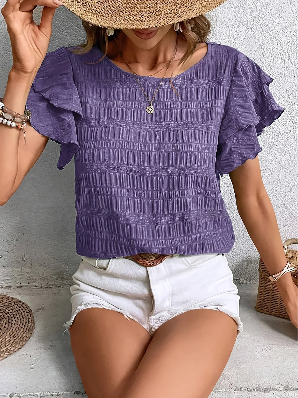 Women’s Blouse | Ruffle Sleeve Textured