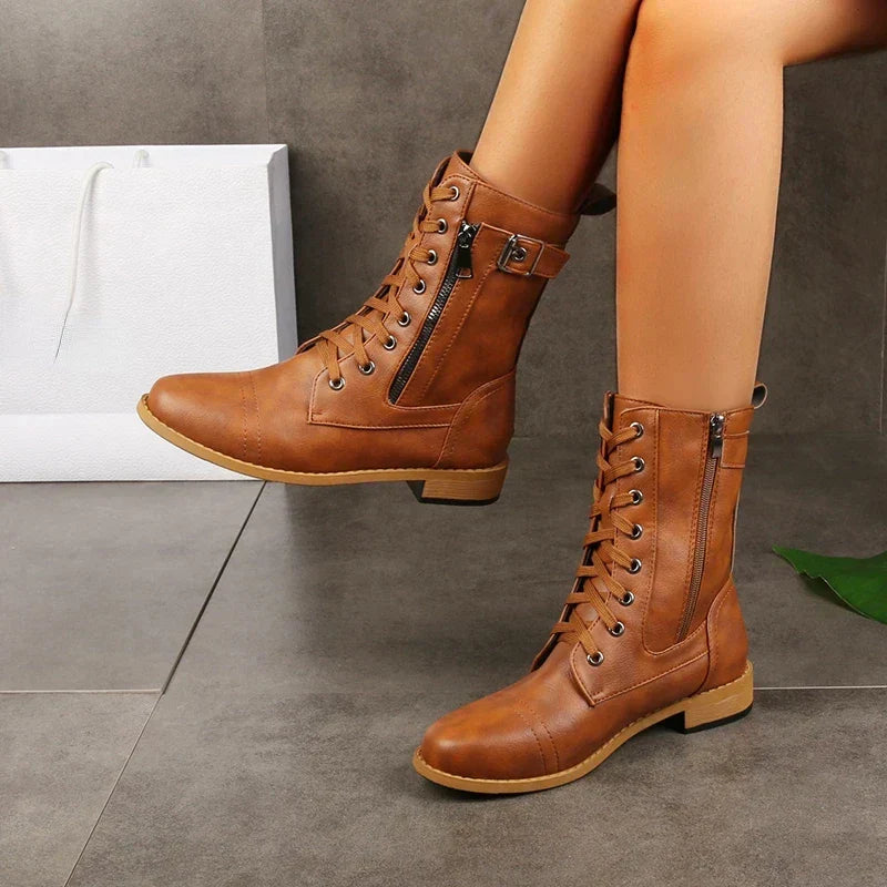 Boots For Women | Mid-Calf With Lace-Up Front