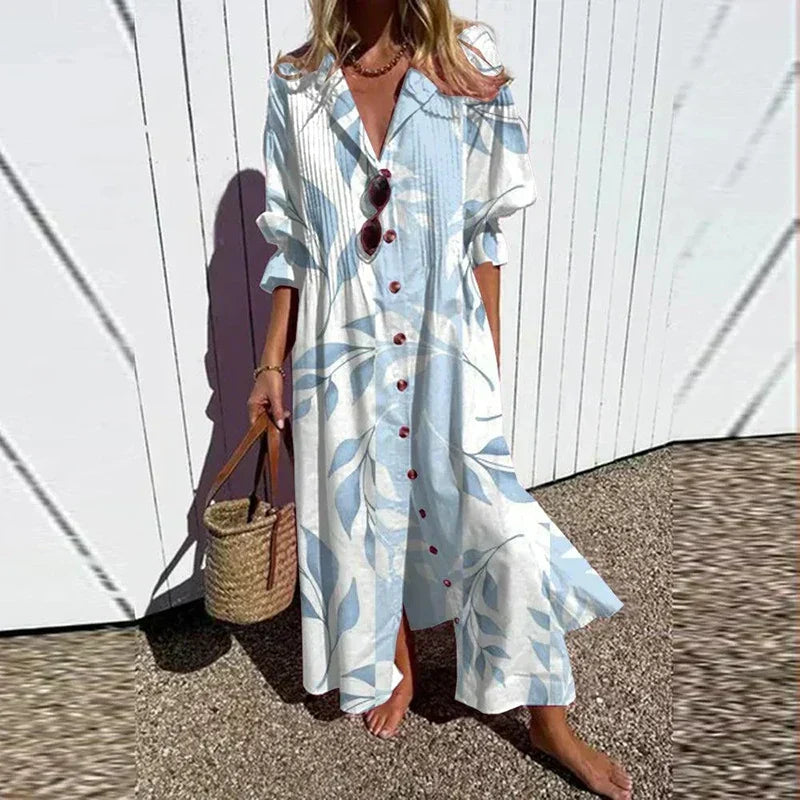 Women's Dress | Floral V-Neck Long Sleeve Maxi