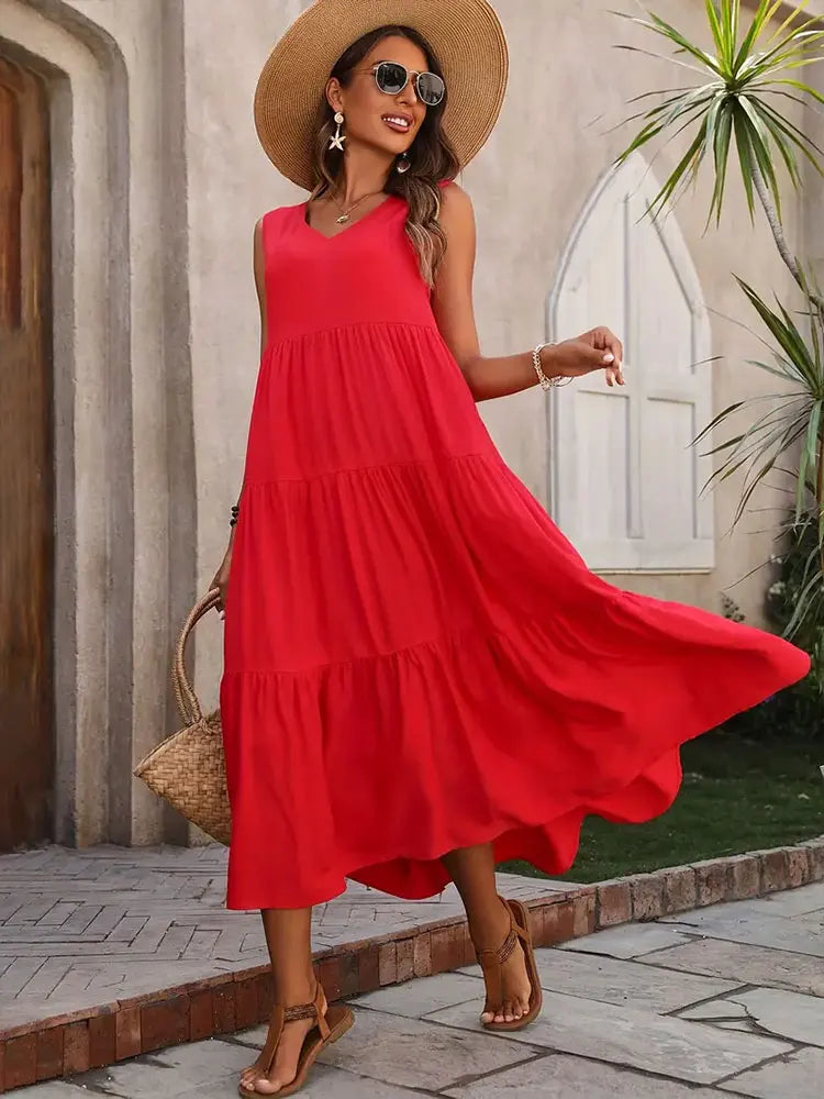 Women’s Dress | Sleeveless V-Neck Maxi