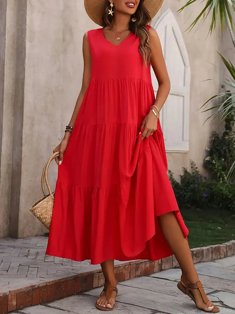 Women’s Dress | Sleeveless V-Neck Maxi