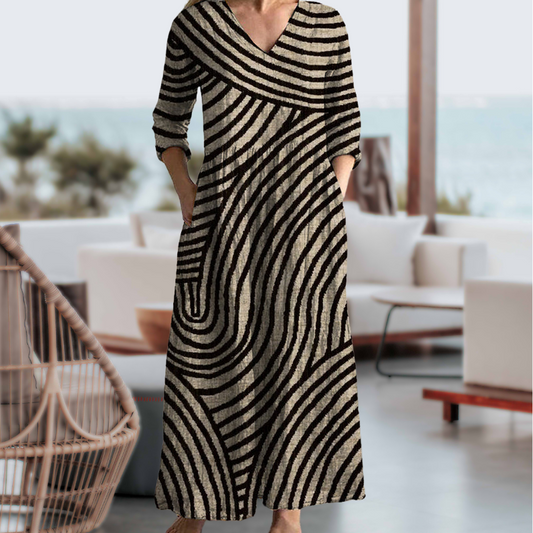 Women's Dress | Curved Stripe Design