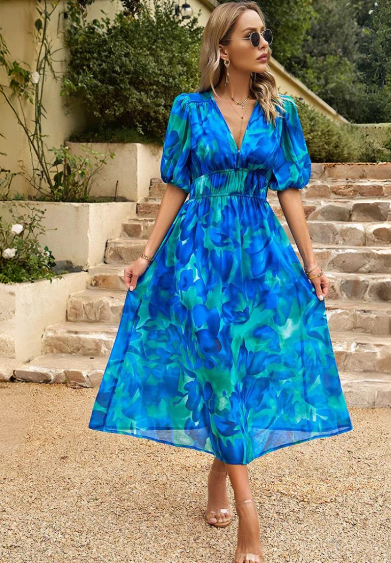 Women's Dress | Floral Print Midi