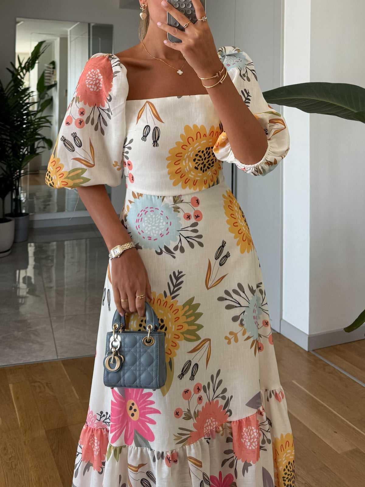 Women’s Dress | Square Neck Floral Midi