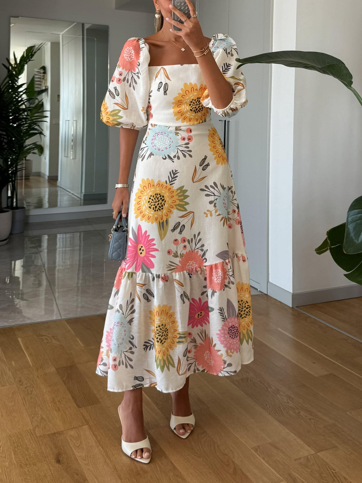 Women’s Dress | Square Neck Floral Midi