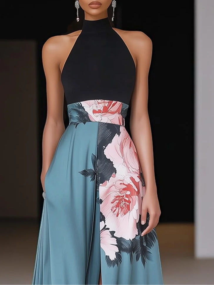 Women’s Dress | Sleeveless Floral Slit Maxi