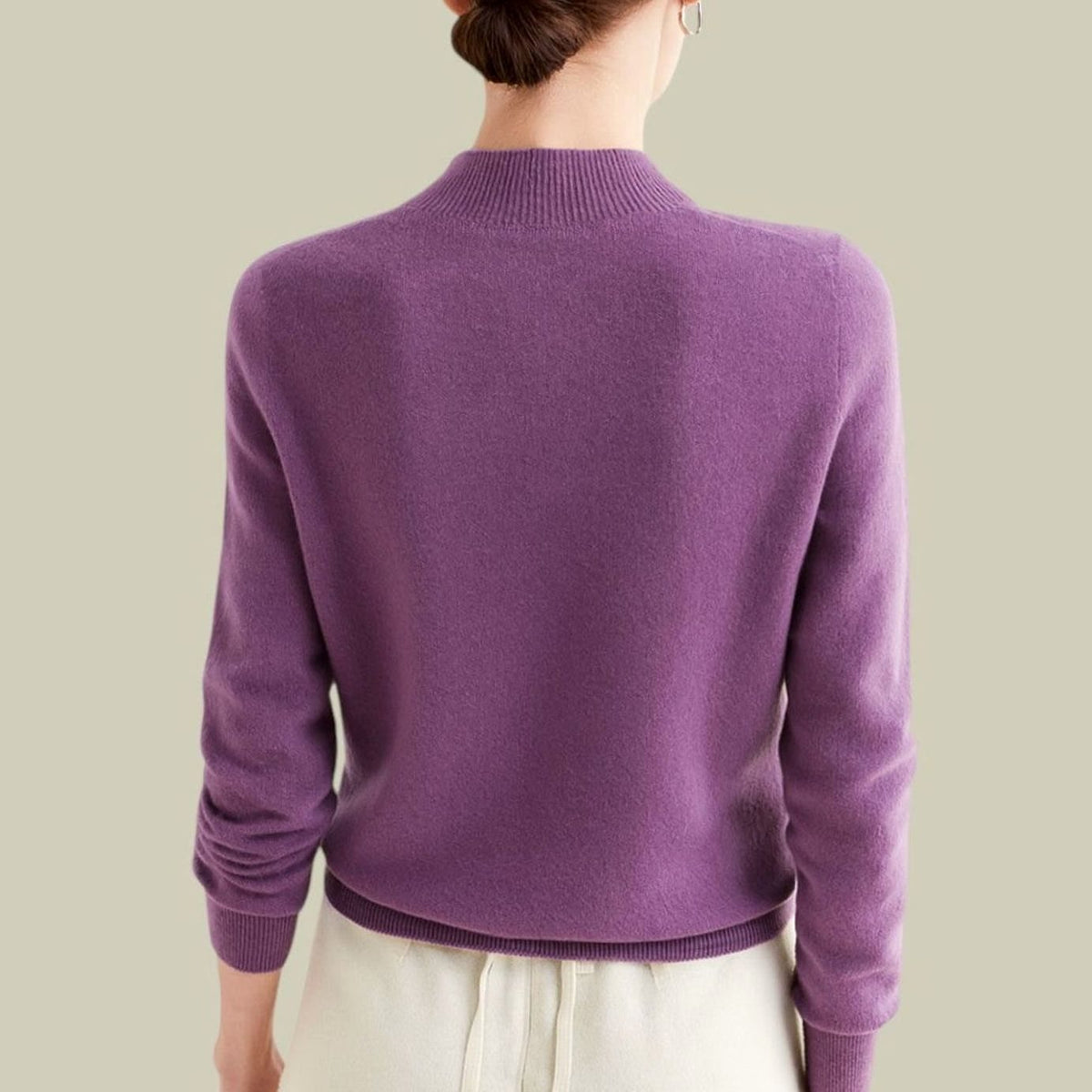 Anna | Women's Merino Wool Sweaters Mock Neck Relaxed Fit Knit Sweater