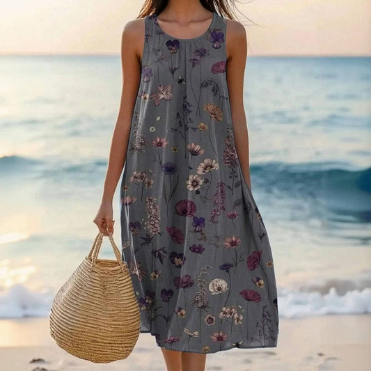 Women's Dress | Floral-style Print Across Midi