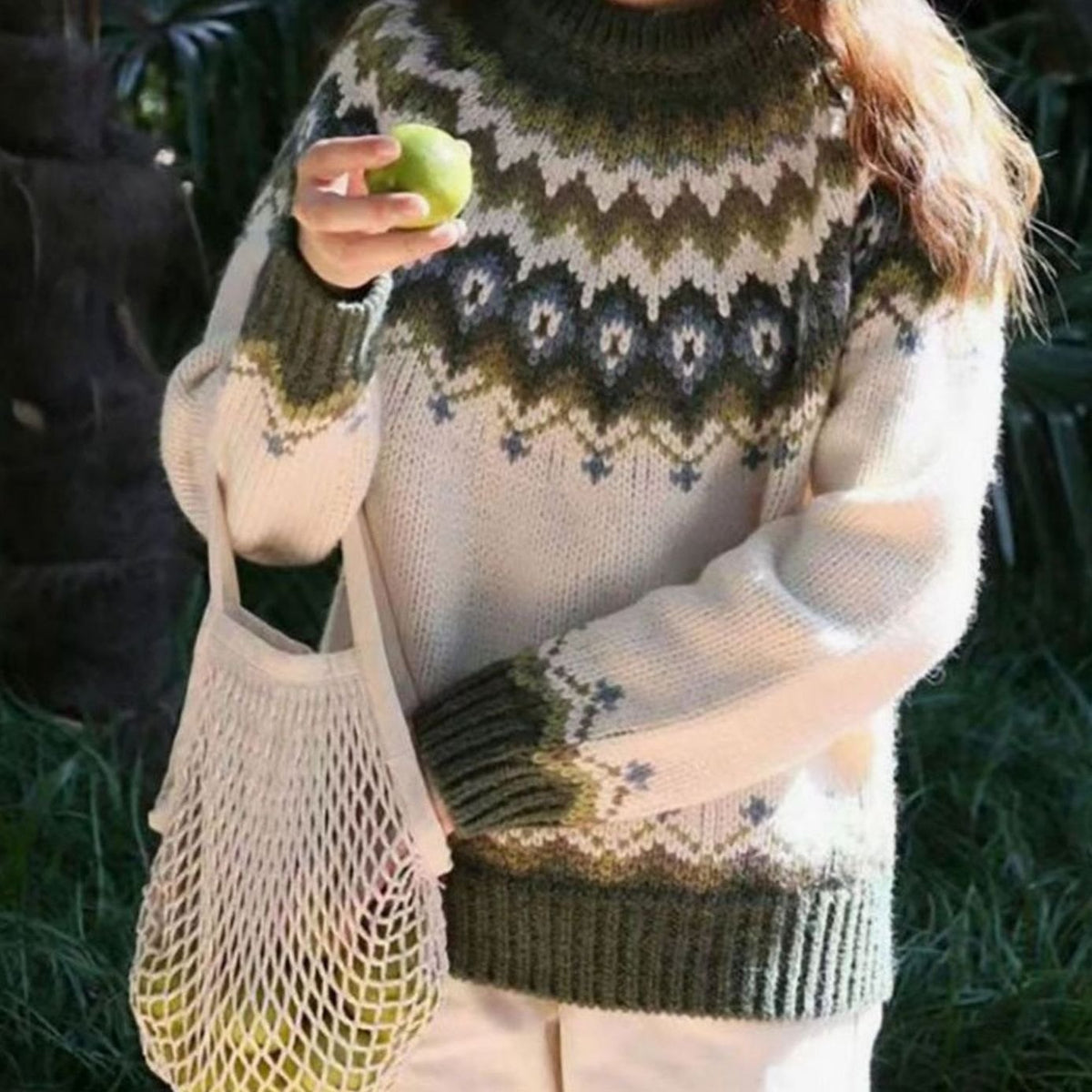 Courtney | Women's Relaxed-Fit Nordic Fair Isle Pattern Sweater Sweater
