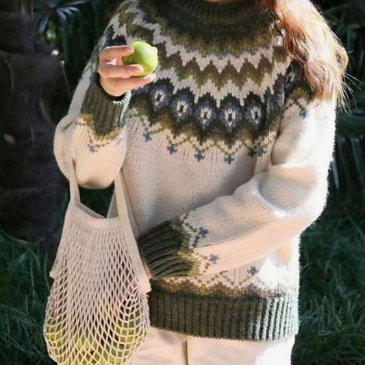 Courtney | Women's Relaxed-Fit Nordic Fair Isle Pattern Sweater Sweater