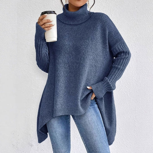 Crystal | Women's Oversized Turtleneck Longline Knit Sweater