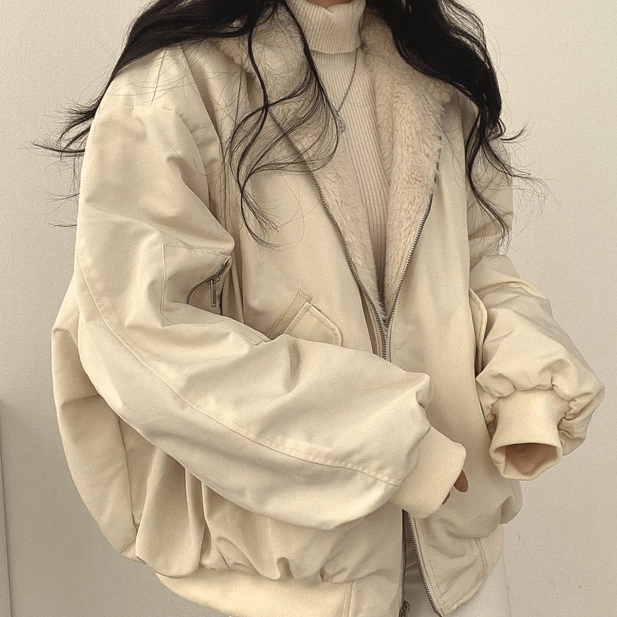 Dolores | Women's Oversized Relaxed-Fit Fleece-Lined Zip-Up Winter Jacket