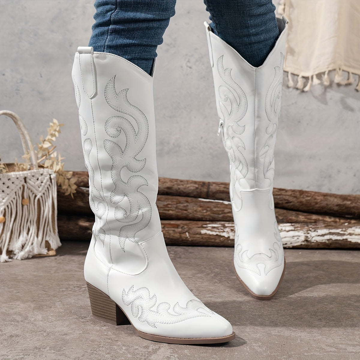 Cowboy Boots For Women | Knee-High Block Heel