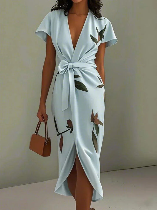 Women’s Dress | Printed Wrap Tie Waist