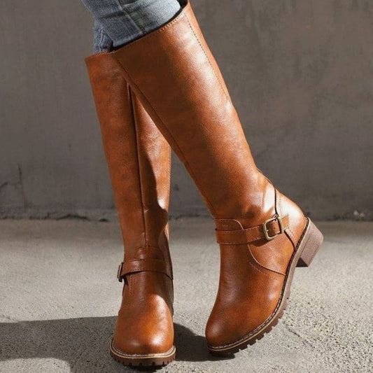 Florence | Women's Classic Buckle Side-Zip Knee-High Boots