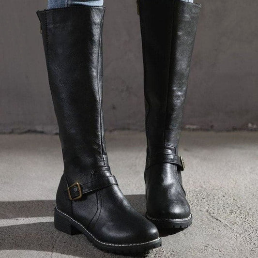Florence | Women's Classic Buckle Side-Zip Knee-High Boots