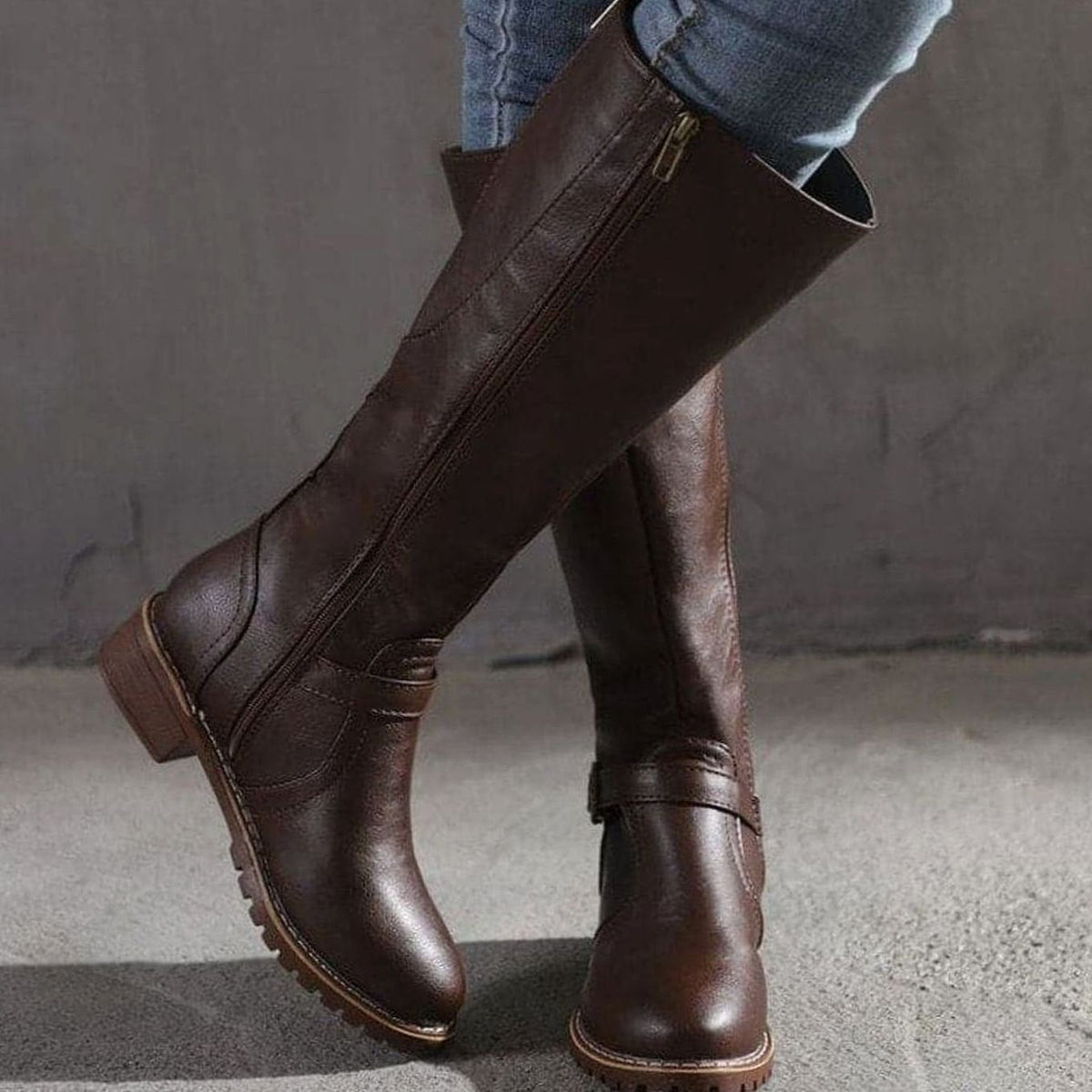 Florence | Women's Classic Buckle Side-Zip Knee-High Boots