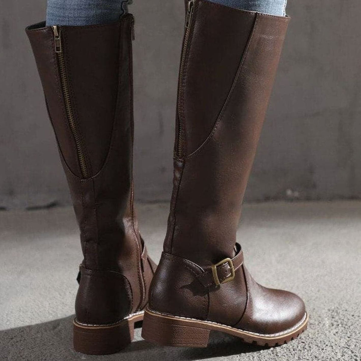 Florence | Women's Classic Buckle Side-Zip Knee-High Boots