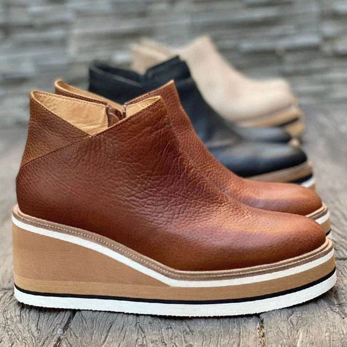 Freya | Women's Platform Wedge Slip-On Chelsea Boots