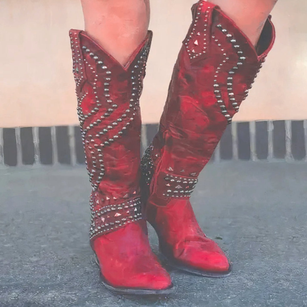 Georgia | Women's Studded Chunky Heel Western Cowboy Boots