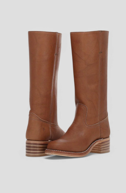 Geraldine | Women's Leather Look Stacked-Heel Knee-High Boots