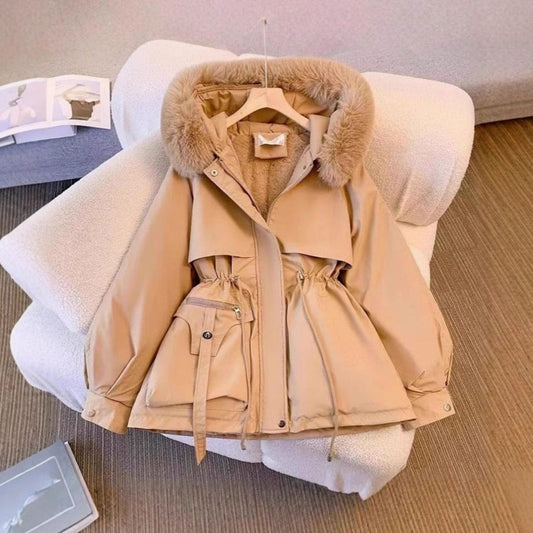 Harlow | Women's Faux Fur Hooded Drawstring-Waist Winter Coat