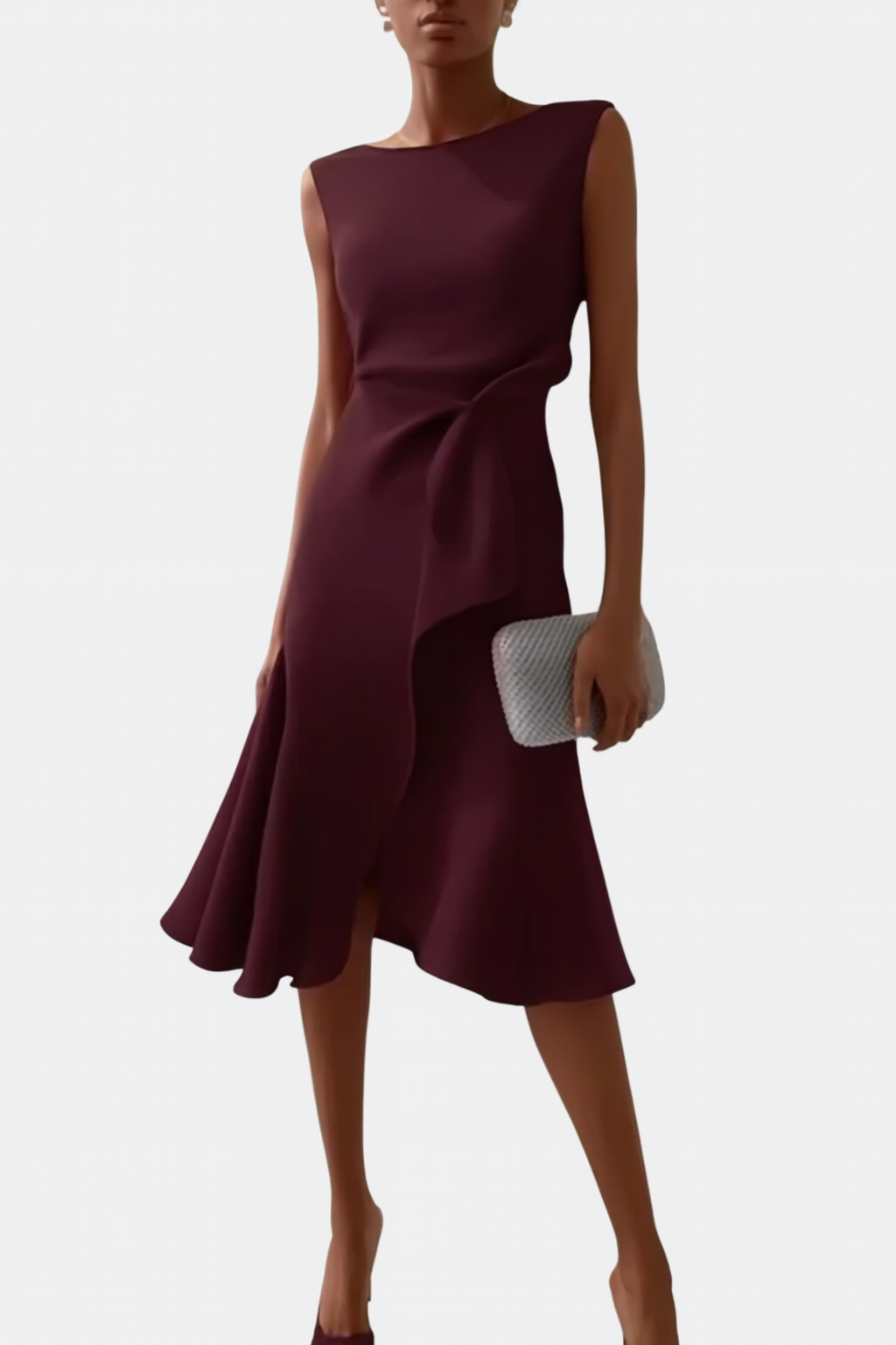 Women's Dress | Ruffle Hem Wrap Detail Midi