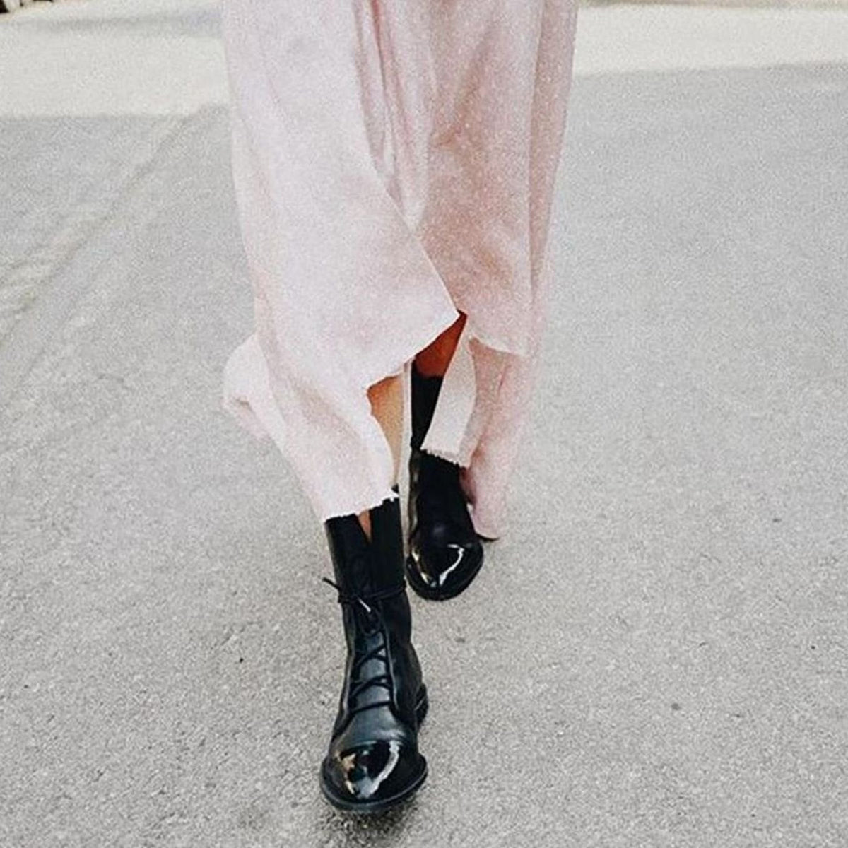 Irene | Women's Lace-Up Leather Ankle Boots Cap Toe Flat Sole