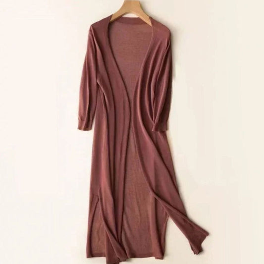 Iris | Women's Relaxed Open-Front Lightweight Knit Long Cardigan