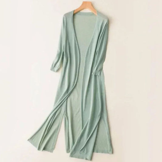 Iris | Women's Relaxed Open-Front Lightweight Knit Long Cardigan