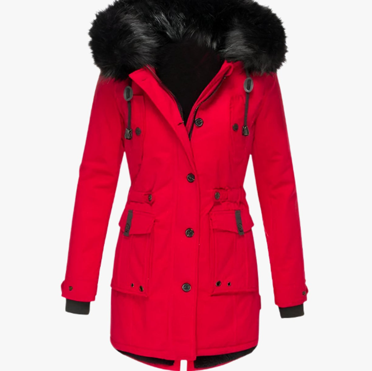 Ivy | Women's Thick Faux Fur Hooded Drawstring Parka Coat
