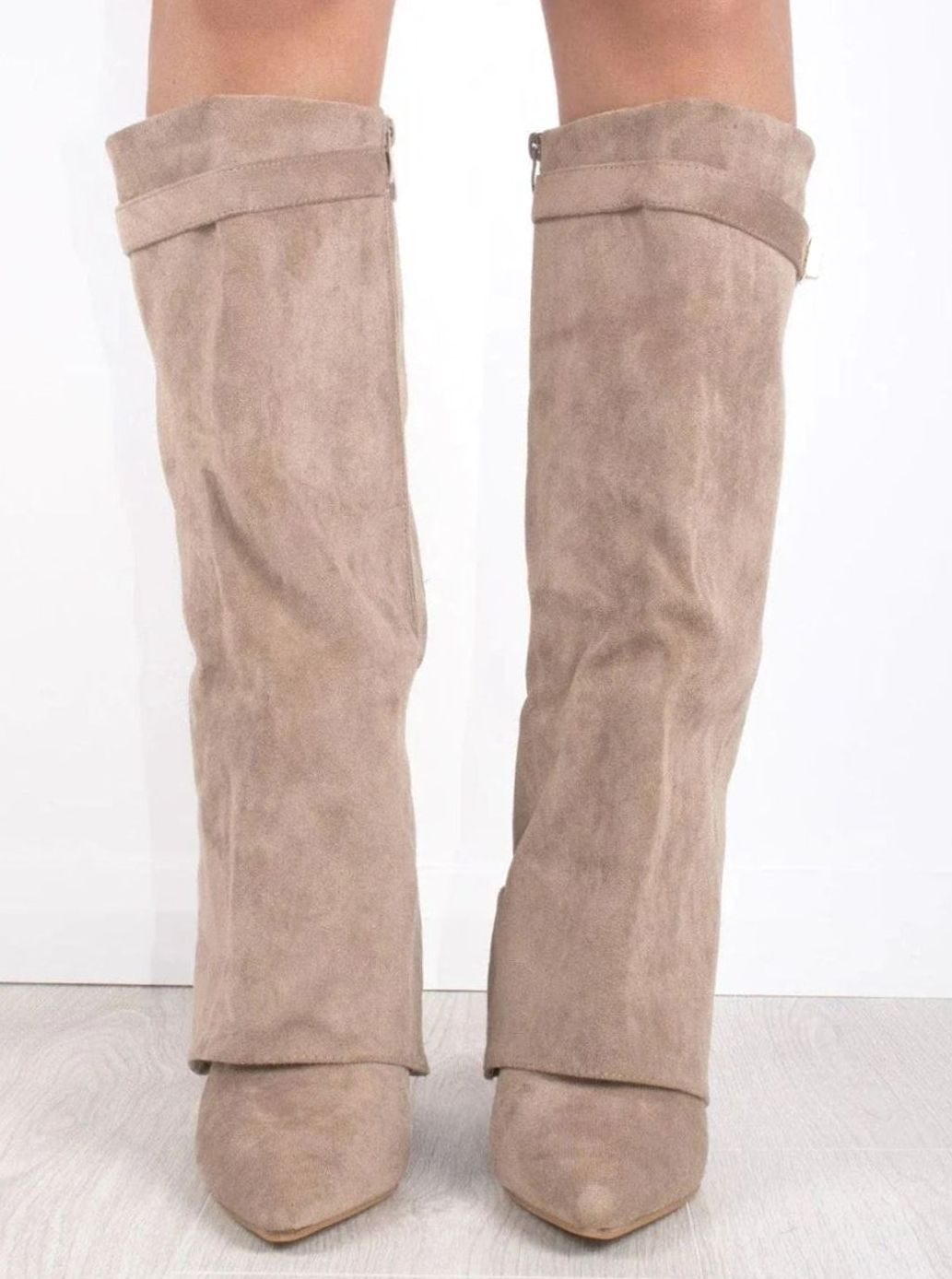 Jane | Women's Suede Knee-High Fold-Over Buckle Thigh-High Boots