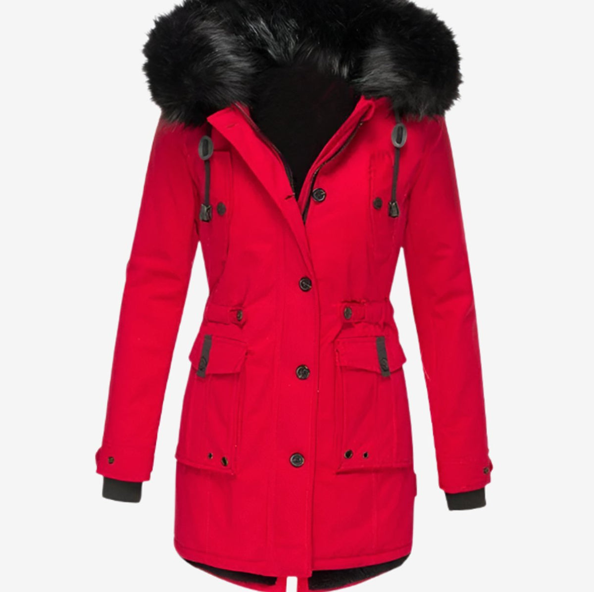 Janet | Women's Fitted Faux Fur Hooded Parka Winter Coat