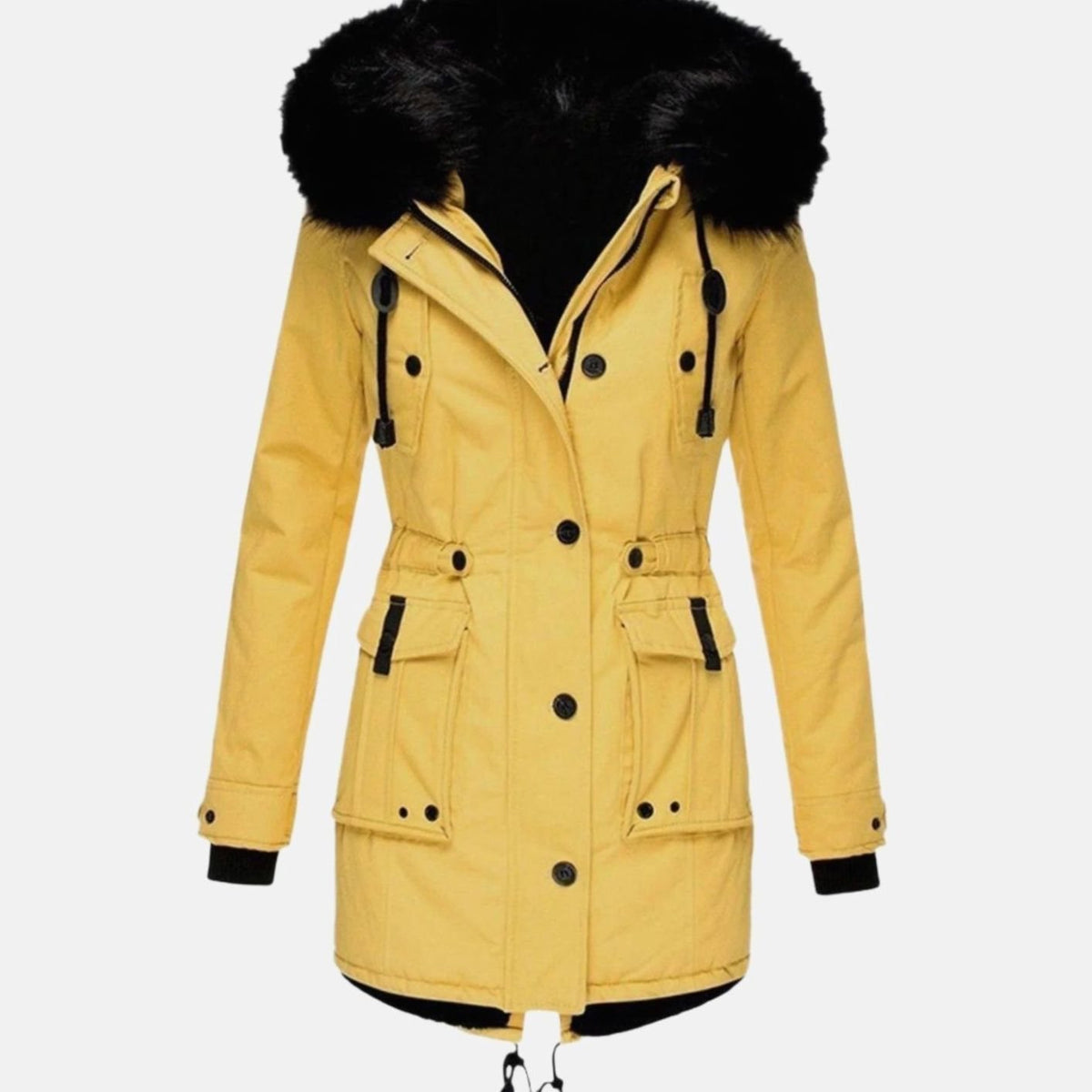 Janet | Women's Fitted Faux Fur Hooded Parka Winter Coat