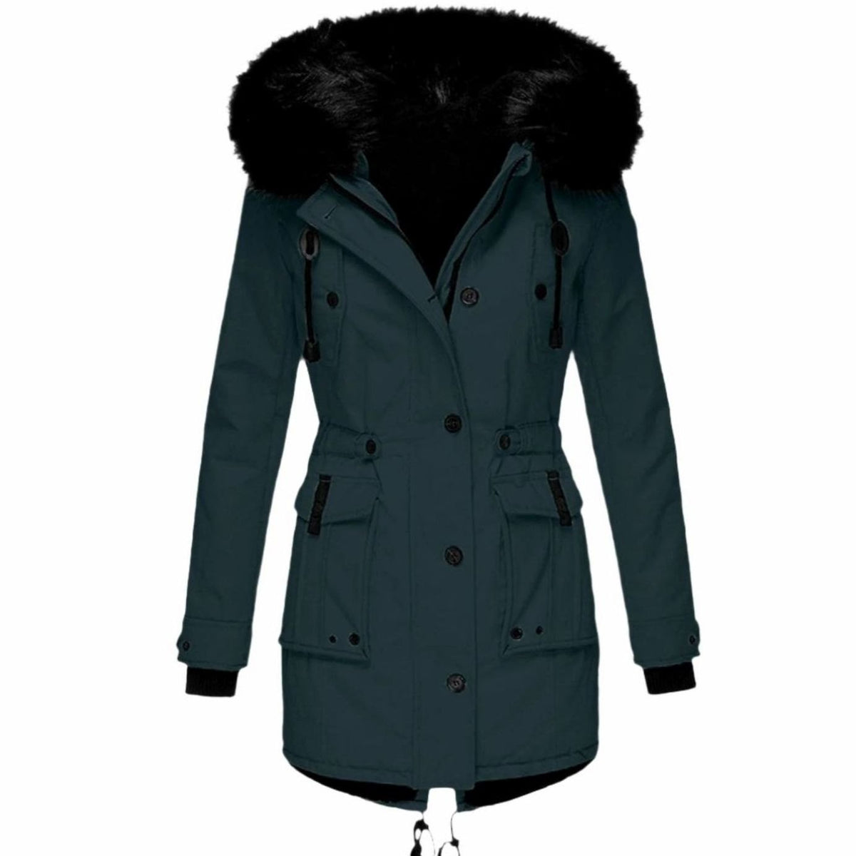 Janet | Women's Fitted Faux Fur Hooded Parka Winter Coat
