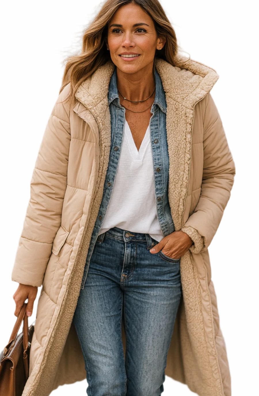 Jillian | Women's Long Quilted Sherpa-Lined Hooded Winter Coat