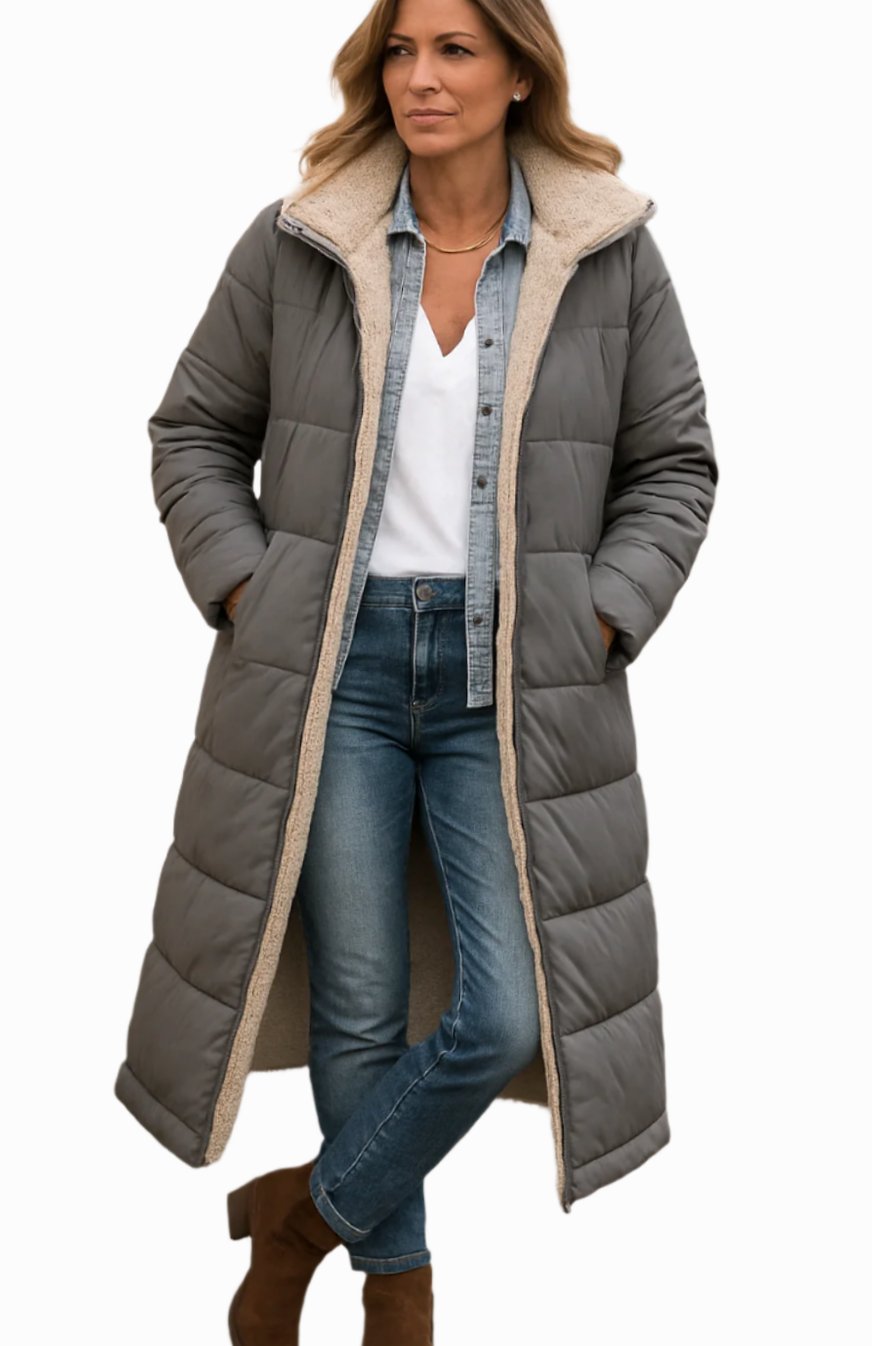 Jillian | Women's Long Quilted Sherpa-Lined Hooded Winter Coat