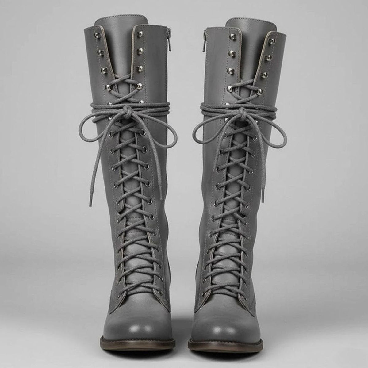 Jocelyn | Women's Lace-Up Block Heel Studded Knee-High Boots