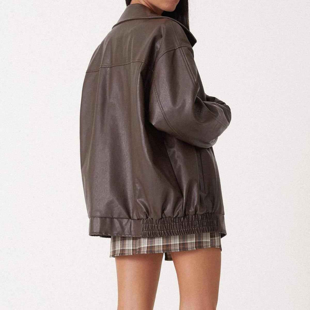 Juniper | Women's Oversized Relaxed-Fit Zip-Up Faux Leather Trendy Jacket