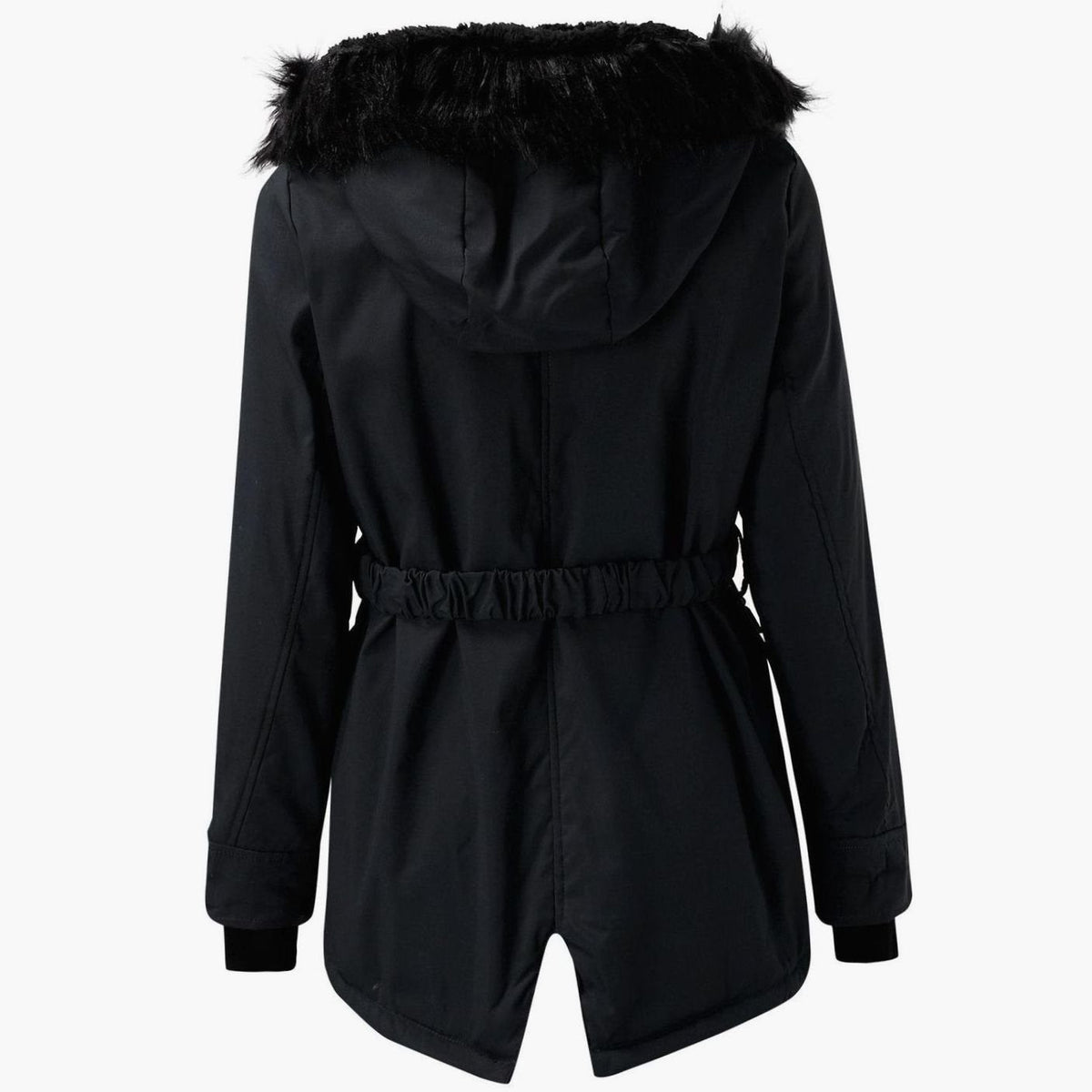 Karen | Women's Thick Faux Fur Hooded Drawstring Waist Parka Coat