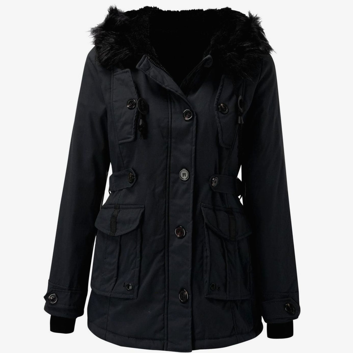 Kimberly | Women's Faux Fur Hood Fitted Parka Winter Coat