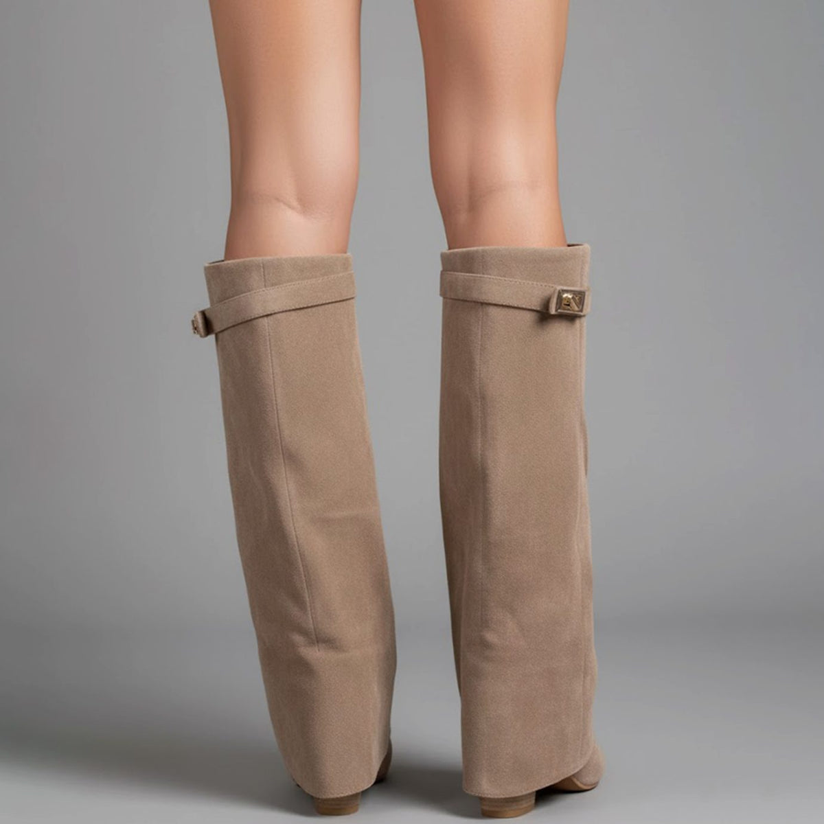 Lana | Women's Over-the-Knee Suede Boots with Buckle and Pointed Block Heel