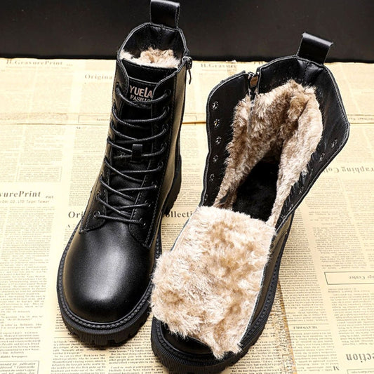 Marcia | Women's Warm Lined Lace-Up Winter Ankle Boots in Black