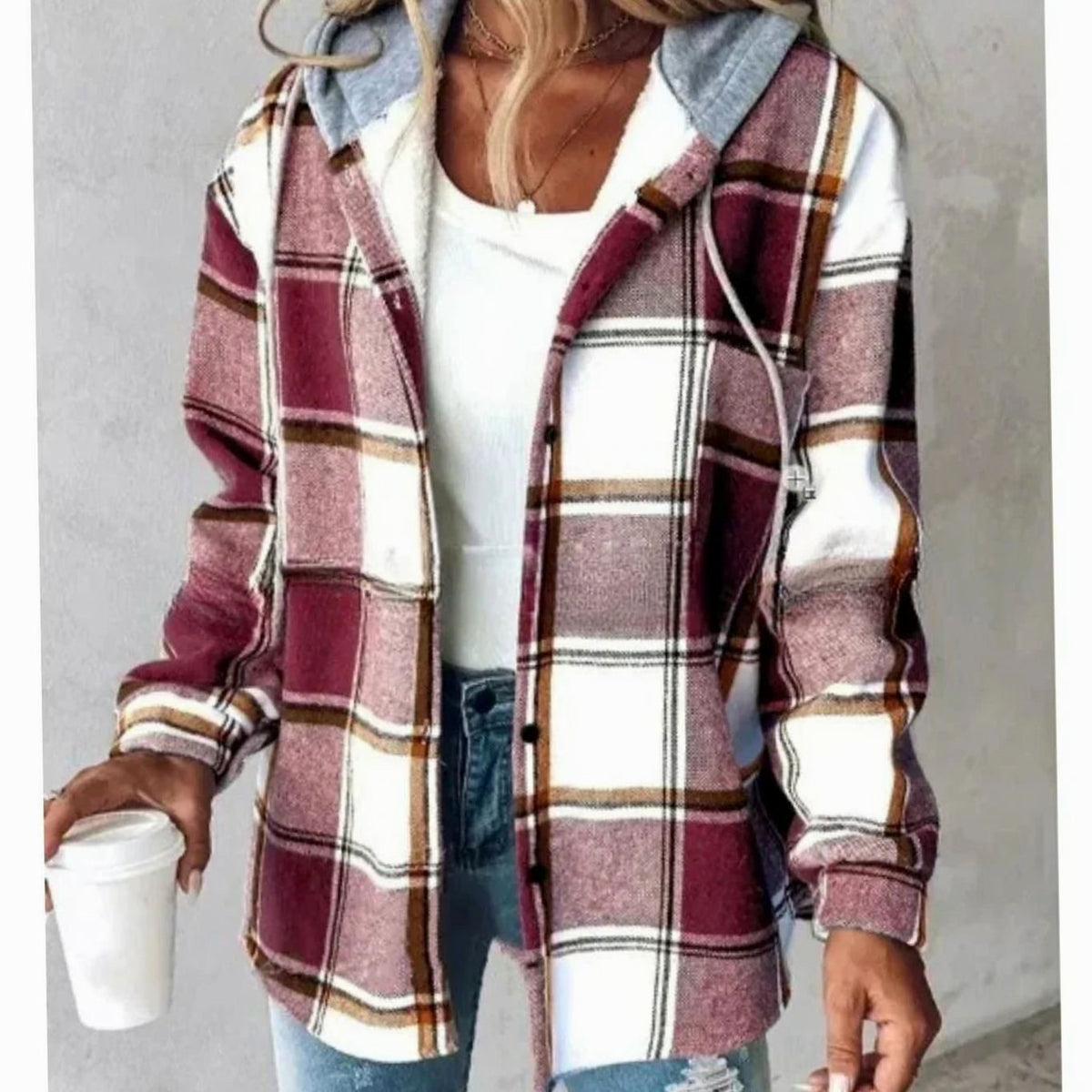 Margot | Women's Plaid Hooded Jacket with Relaxed Fit